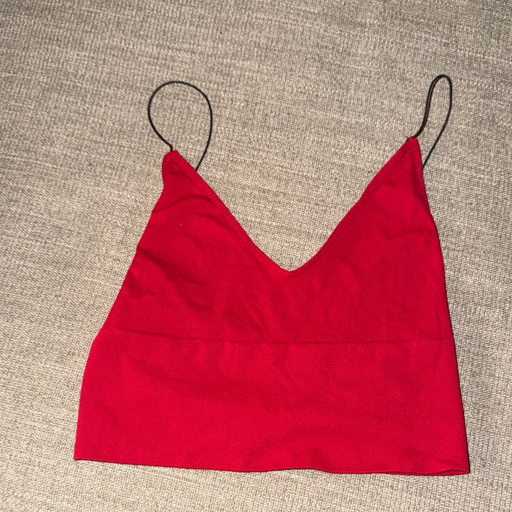 Free People Red Spaghetti Strap Crop Top